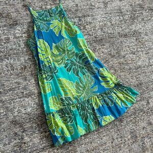 Puanani Tropical Leaf Print Hawaiian Dress